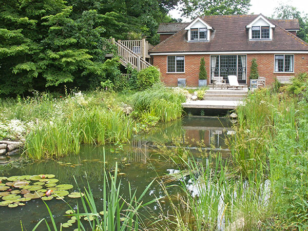 Swimming pond looking towards the property