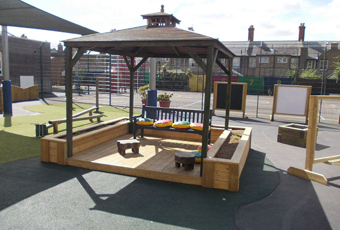 Refurbished shelter with added seating and internal decking