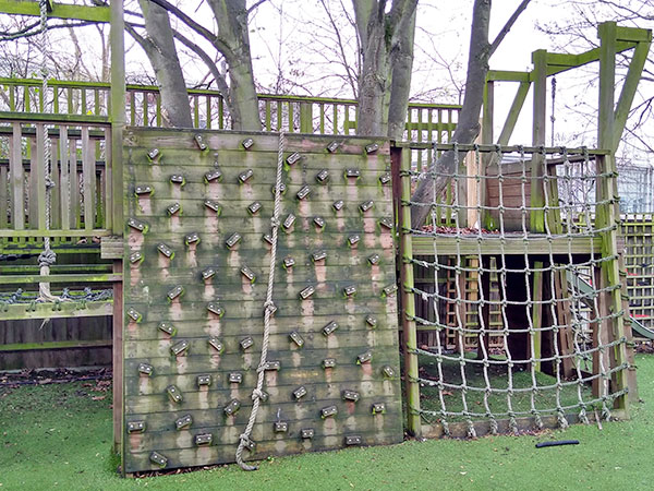 Climbing play area and raised deck - before playground refurbishment